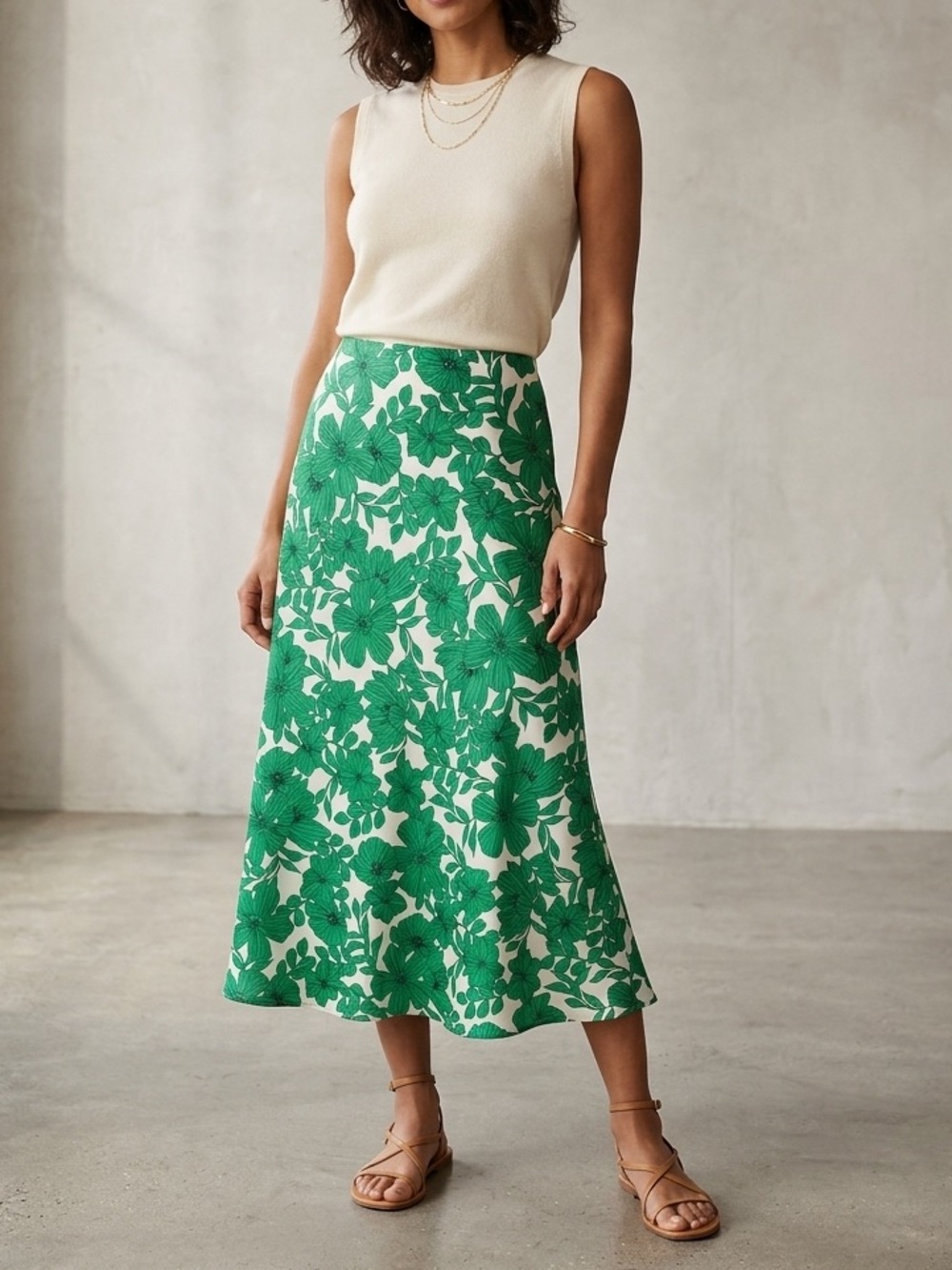 NWT J.Crew Green Floral Slip Midi Skirt Satin A-Line Emerald M💛